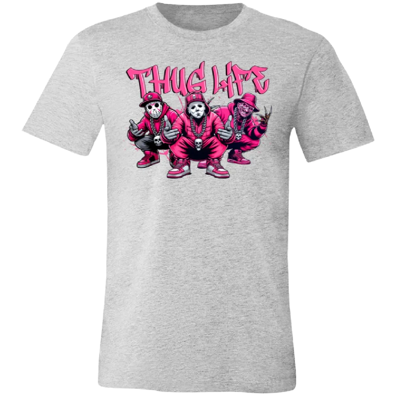 Thug Life Pink Unisex BC Tee Mesh Fabric Canvas Fabric Denim Fabric