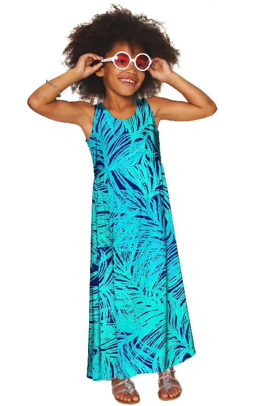 Tropical Dream Bella Sleeveless Empire Waist Vacation Maxi Dress - Girls Fashionable Off-Shoulder Maxi Dress