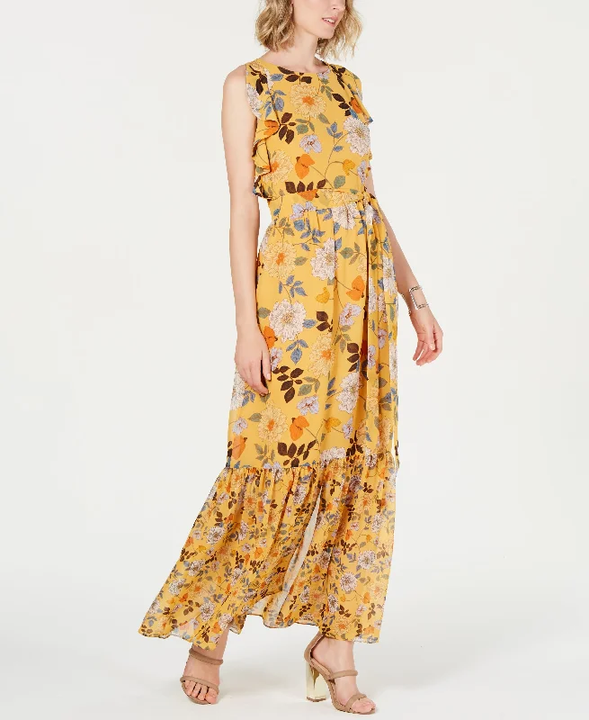 Vince Camuto Ruffled Flounce Hem Maxi Dress Classic A-Line Maxi Dress