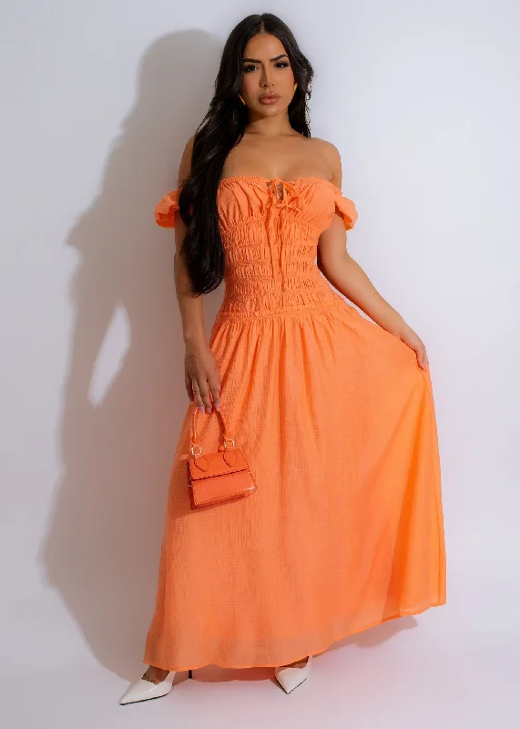 Well Wishes Maxi Dress Orange Comfortable Fitted Maxi Dress