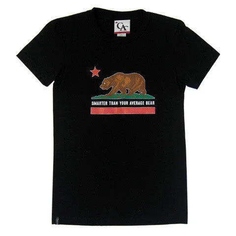 Womens Cali Bear T-Shirt Black Welt Pockets Slit Pockets Flap Pockets