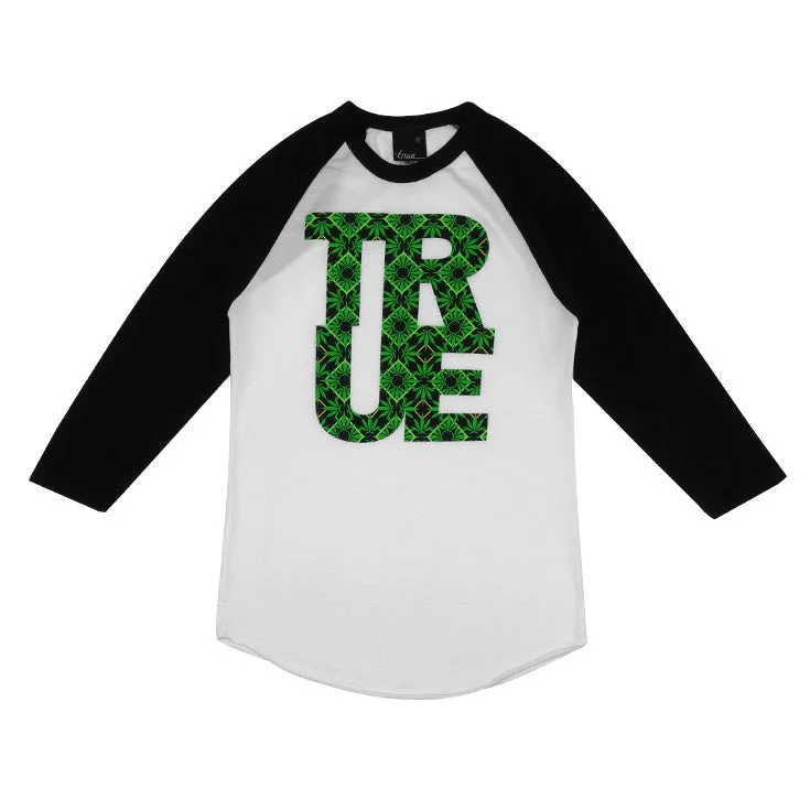 Womens True Argyle Raglan THC T-Shirt White/Black Cotton Fabric Linen Fabric Terry Fabric