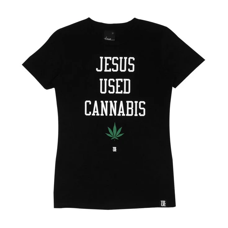 Womens True Jesus T-Shirt Black Cashmere Blend Cotton Blend Poly Blend