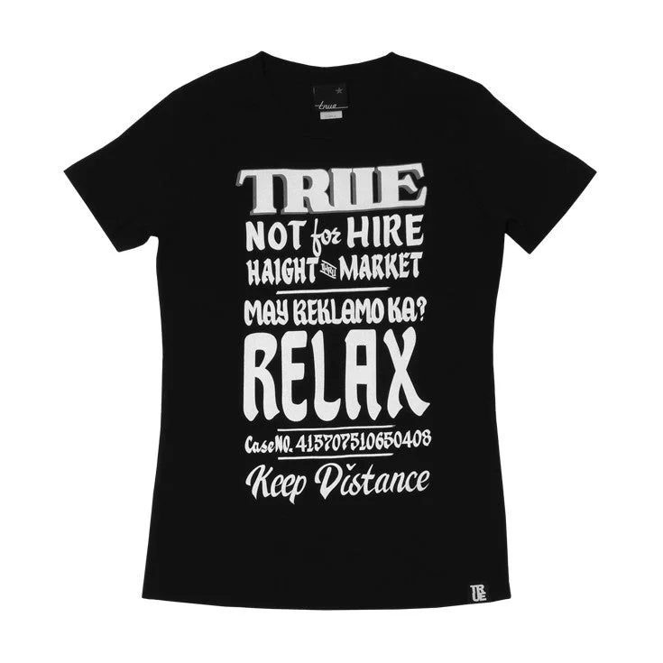 Womens True Reklamo T-Shirt Black Fleece Nylon Spandex