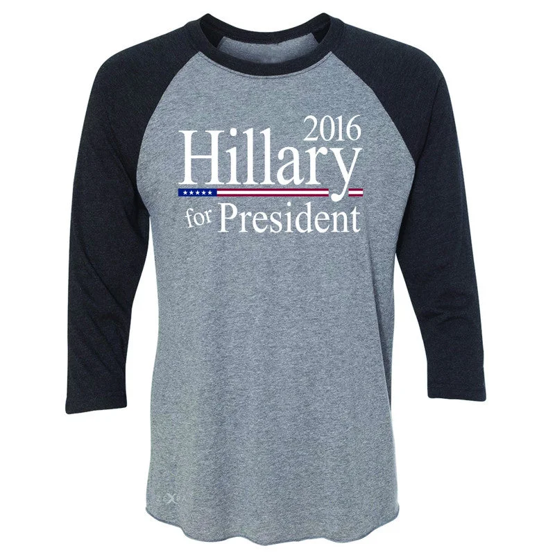 Zexpa Apparel™ Hillary  for President 2016 Campaign 3/4 Sleevee Raglan Tee Politics Tee Real Fur Shearling Chenille