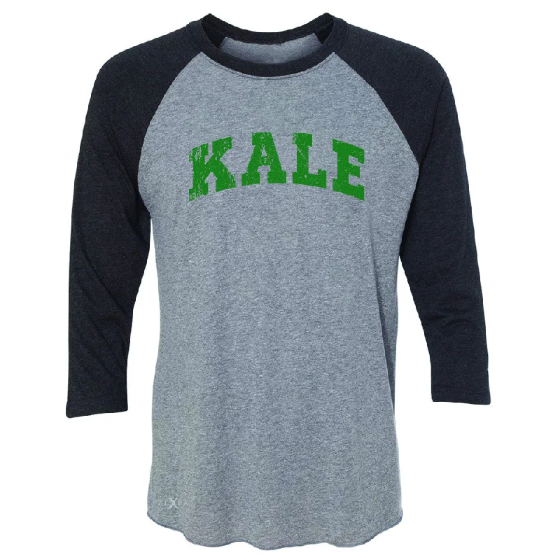 Zexpa Apparel™ Kale G University Gift for Vegetarian 3/4 Sleevee Raglan Tee Vegan Fun Tee Spandex Blend Rayon Blend Denim Blend