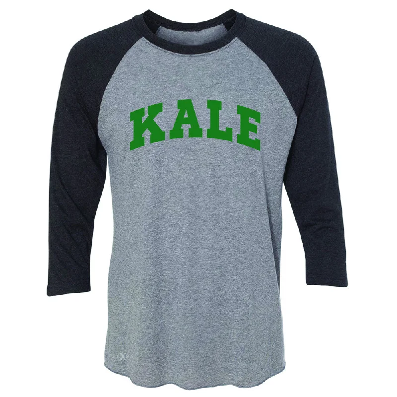 Zexpa Apparel™ Kale GN University Gift for Vegetarian 3/4 Sleevee Raglan Tee Vegan Fun Tee Fleece Nylon Spandex