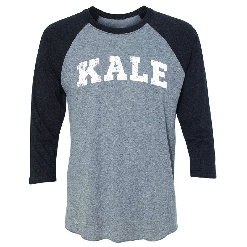 Zexpa Apparel™ Kale W University Gift for Vegetarian 3/4 Sleevee Raglan Tee Vegan Fun Tee Welt Pockets Slit Pockets