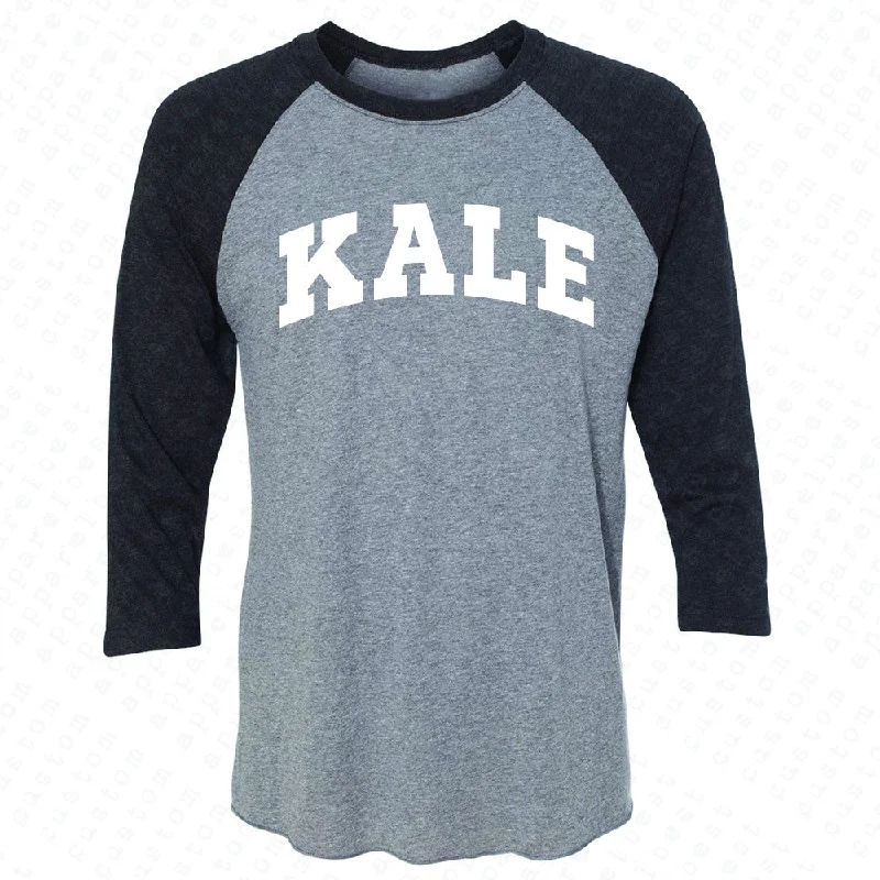 Zexpa Apparel™ Kale WN University Gift for Vegetarian 3/4 Sleevee Raglan Tee Vegan Fun Tee Rayon Fabric Velvet Fabric Corduroy Fabric