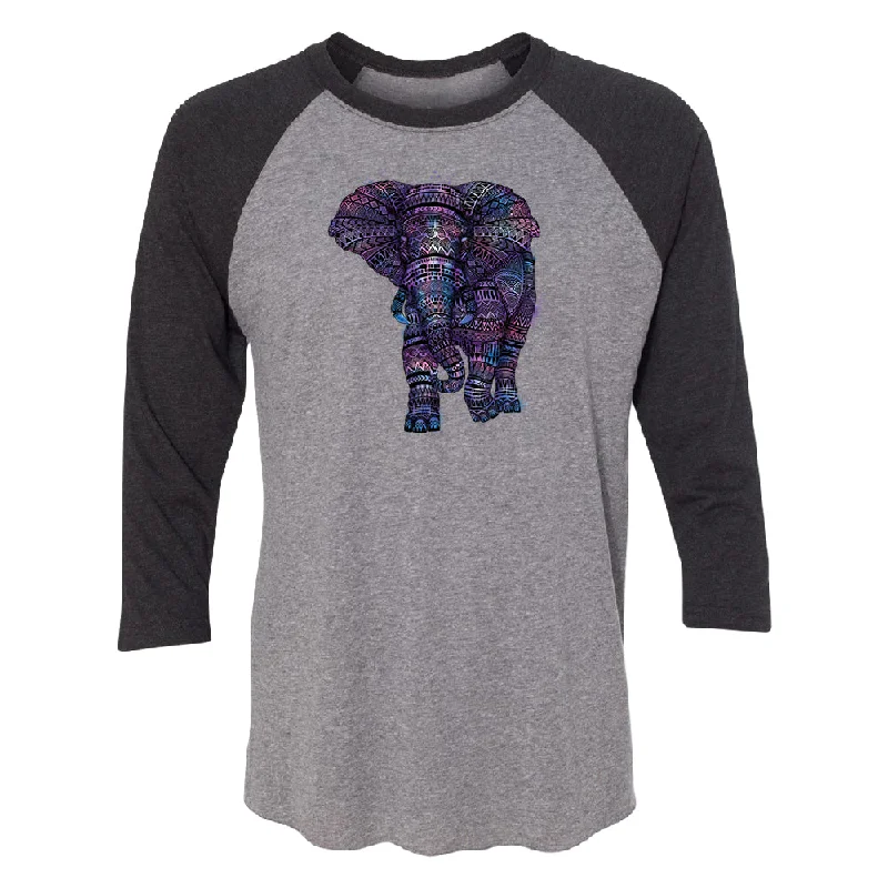 Zexpa Apparel™ Mandala Zentangle Pastel Elephant 3/4 Raglan Tee Cozy Warm Stylish