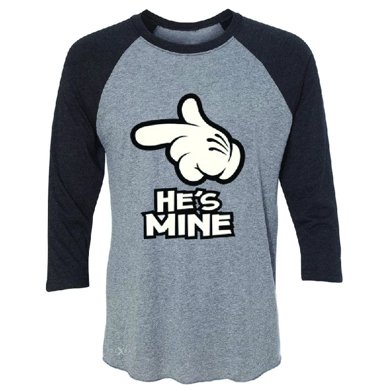 Zexpa Apparel™ He is Mine Cartoon Hands Valentine's Day 3/4 Sleevee Raglan Tee Couple Tee Anti-Pilling Machine Wash Handmade