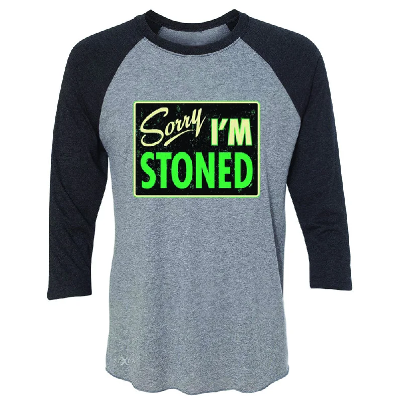 Zexpa Apparel™ I'm Stoned Weed Smoker 3/4 Sleevee Raglan Tee Fun Tee Terry Blend Velvet Blend Canvas Blend