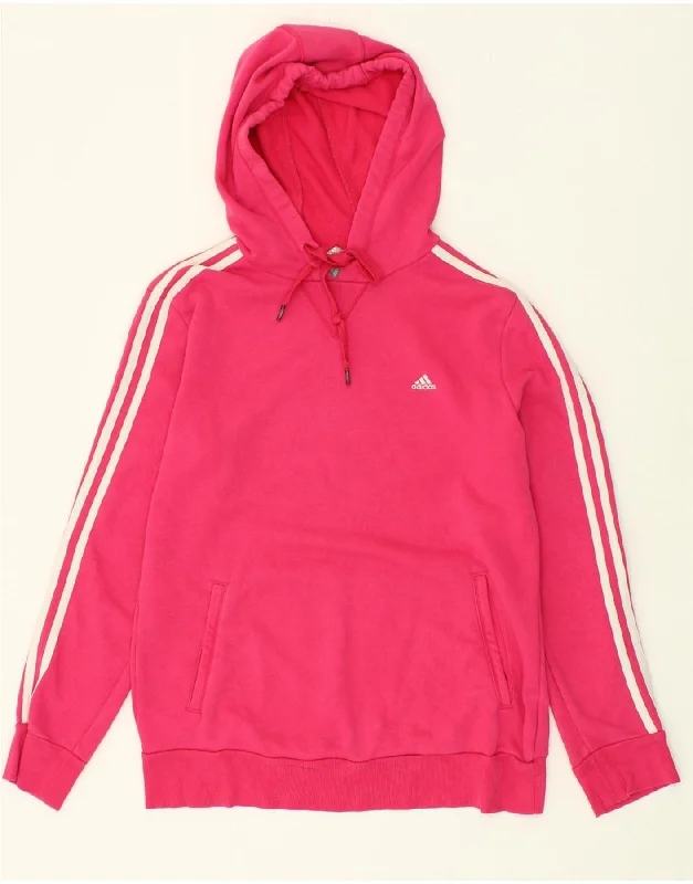 ADIDAS Womens Climalite Hoodie Jumper UK 12/14 Medium Pink Cotton Oversized Hoodie Comfort Casual