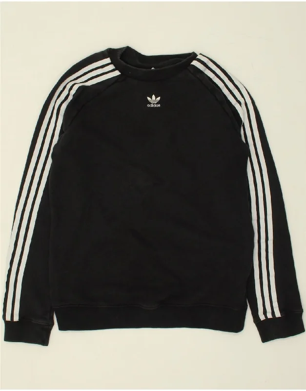 ADIDAS Womens Sweatshirt Jumper UK 12 Medium  Black Cotton Hoodie with Belted Waist Structured Tailored