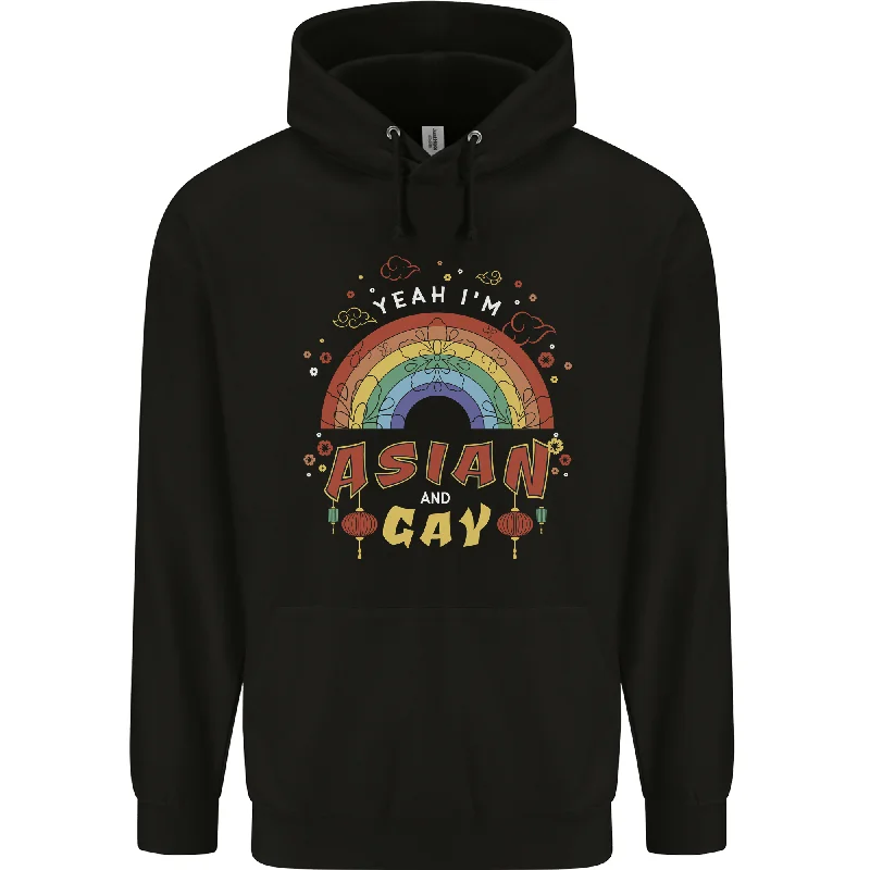 Asian and Gay Funny Gaysian LGBT Pride Mens 80% Cotton Hoodie Zip Hoodie Drawstring Kangaroo Pocket