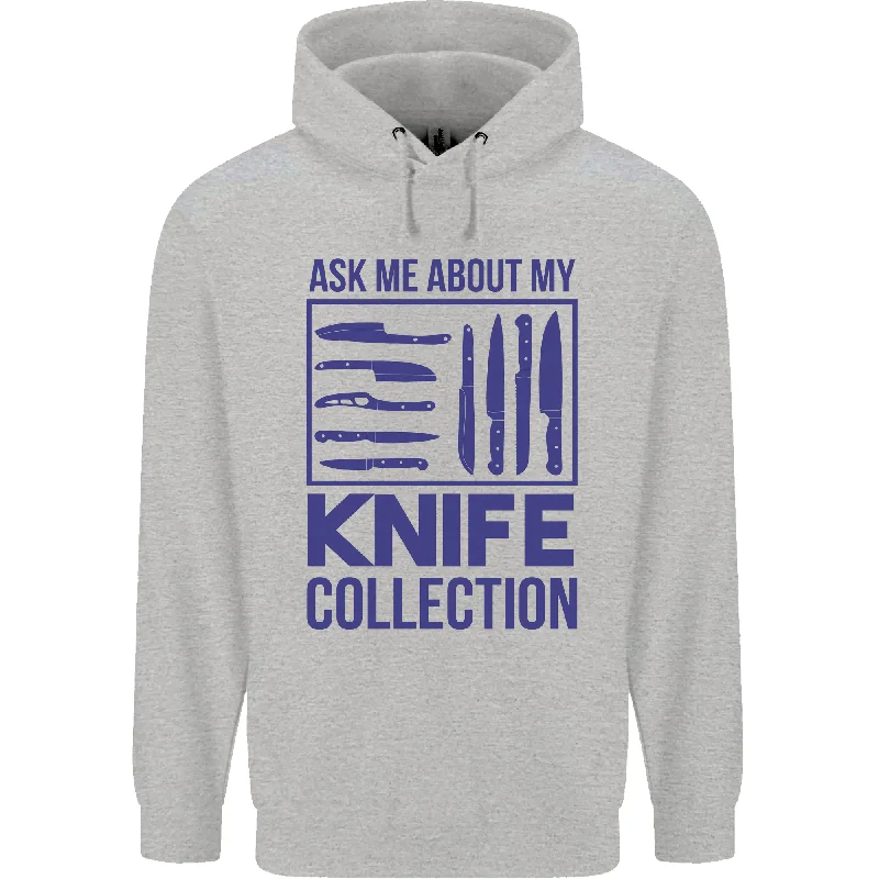 Ask About My Knife Collection Funny Chef Mens 80% Cotton Hoodie Hoodie with Hidden Zipper Minimalist Clean