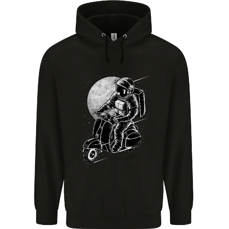 Astro Scooter Spaceman Biker Motorcycle MOD Mens 80% Cotton Hoodie Zip Hoodie Drawstring Kangaroo Pocket