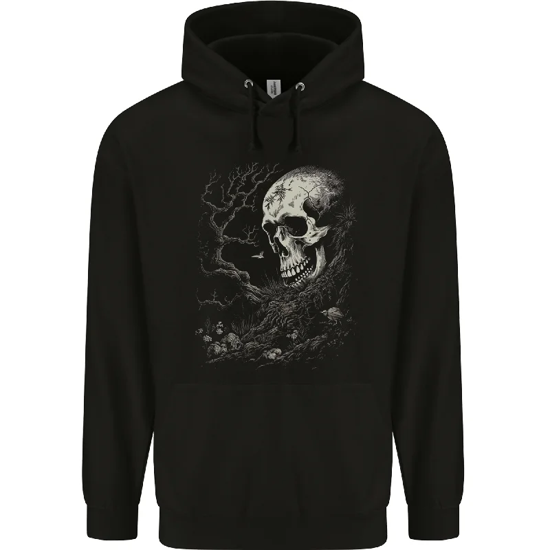 At One With Nature Skull Mens 80% Cotton Hoodie Graphic Hoodie Design Print