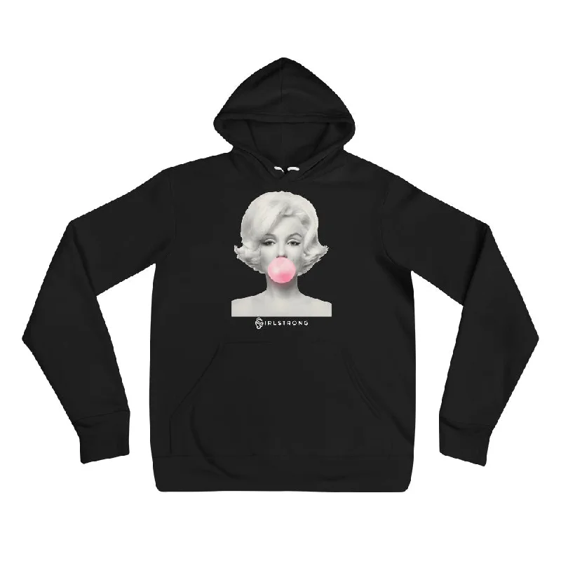 EVERYDAY FLEECE, COZY CHIC HOODIE BLACK - ICONIC MARILYN MONROE Hoodie with Hem Frayed Vintage Worn