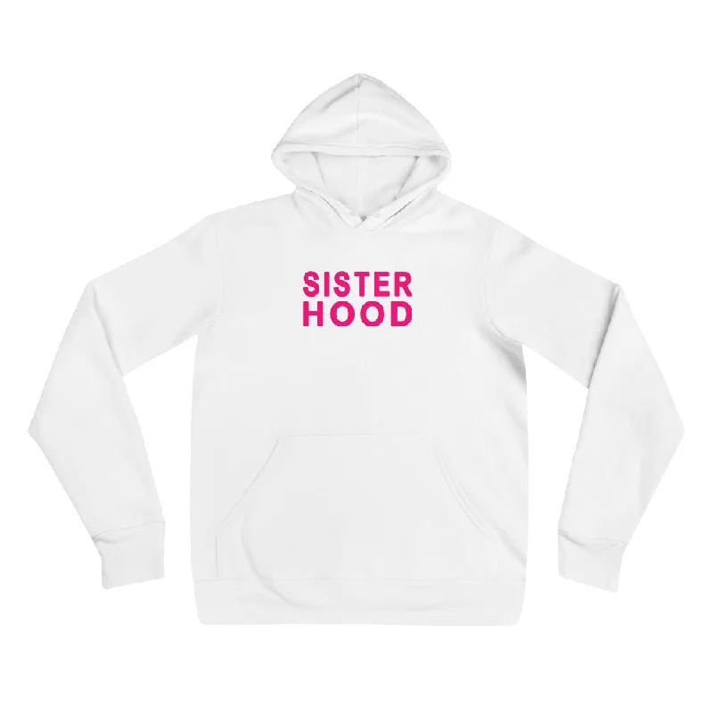 EVERYDAY FLEECE, COZY CHIC HOODIE WHITE - SISTER HOOD Hoodie with Double Zipper Versatile Adjustable