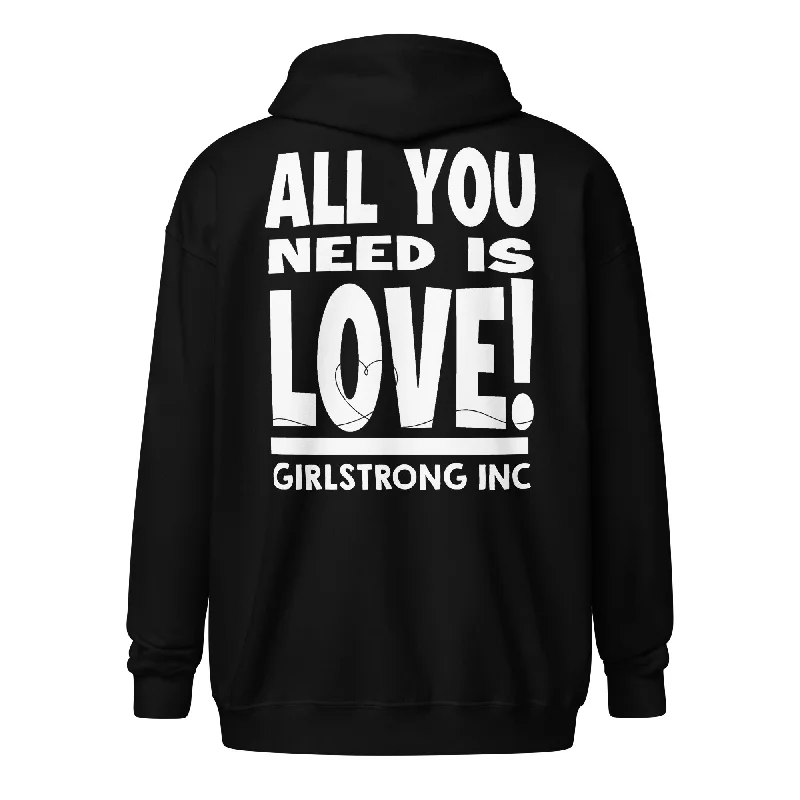 GS GRAPHIX FLEECE ZIP HOODIE - ALL YOU NEED IS LOVE! Hoodie with V-Neck Classic Versatile