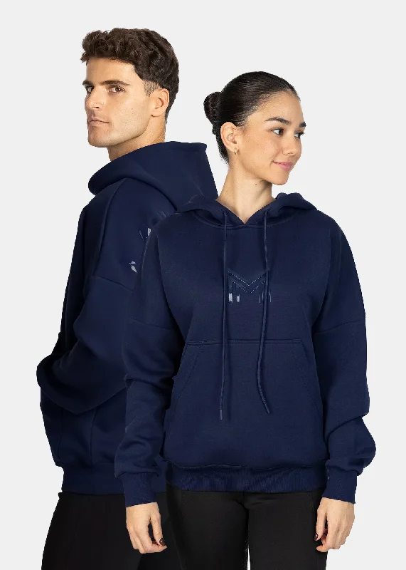 Icon Oversized Hoodie (Navy) Hoodie with Hidden Zipper Minimalist Clean