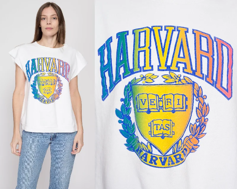 Large 90s Harvard University Rainbow Sweatshirt Top Hoodie with Print Artistic Unique