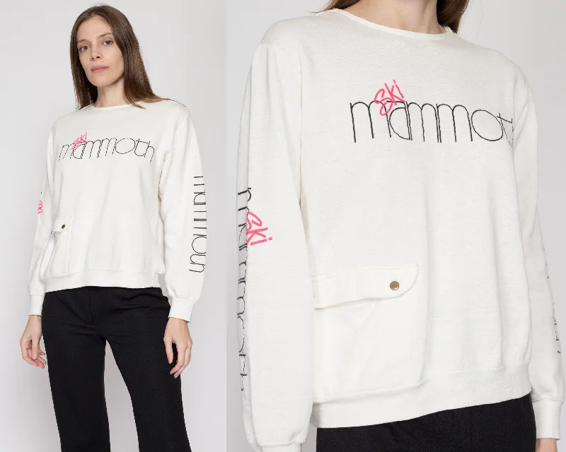 Medium 80s Ski Mammoth Sweatshirt Hoodie with Hem Raw Edge Edgy Unfinished