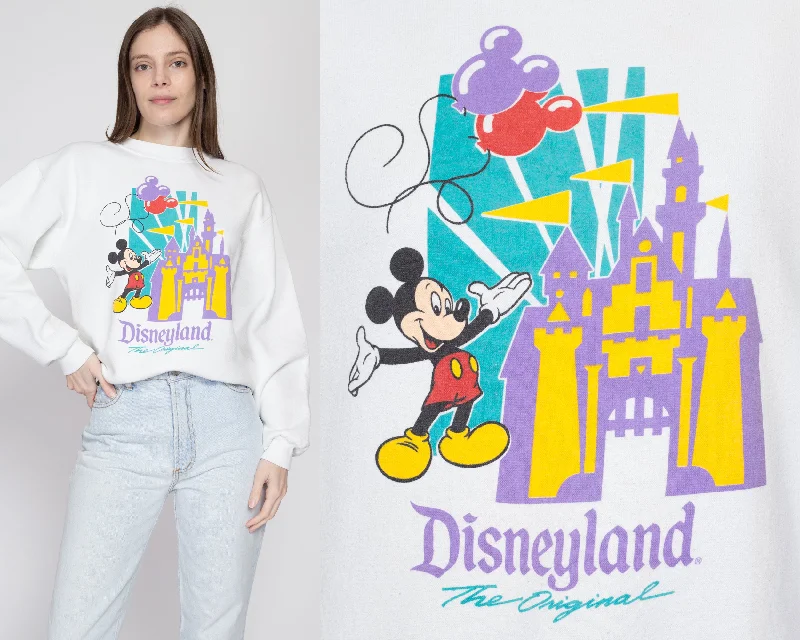 Medium 90s Disneyland Mickey Mouse Sweatshirt Hoodie with Applique Textured Unique