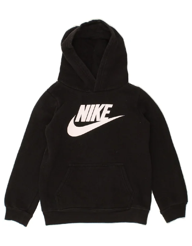 NIKE Boys Graphic Hoodie Jumper 5-6 Years Medium Black Cotton Hoodie with Crew Neck Simple Timeless