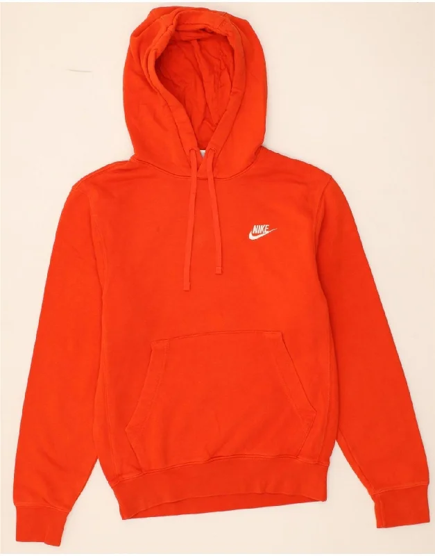 NIKE Mens Hoodie Jumper XS Red Cotton Hoodie with Back Slit Movement Comfort