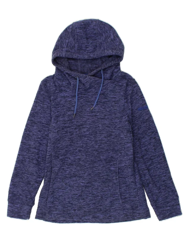 REGATTA Womens Hoodie Jumper UK 10 Small Navy Blue Flecked Polyester Graphic Hoodie Design Print