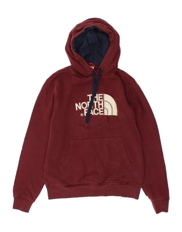 THE NORTH FACE Mens Graphic Hoodie Jumper Medium Maroon Cotton Hoodie with Drawstring Waist Adjustable Fitted