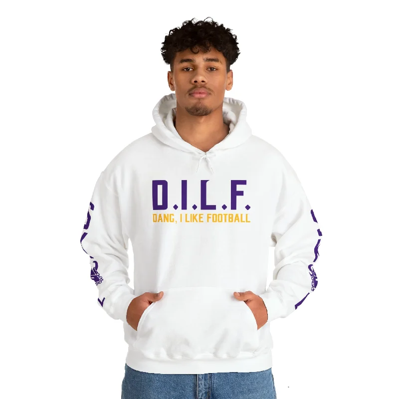 Unisex Heavy Blend™ Hooded Sweatshirt - D.I.L.F. + Original (Sleeves) Hoodie with Back Slit Movement Comfort