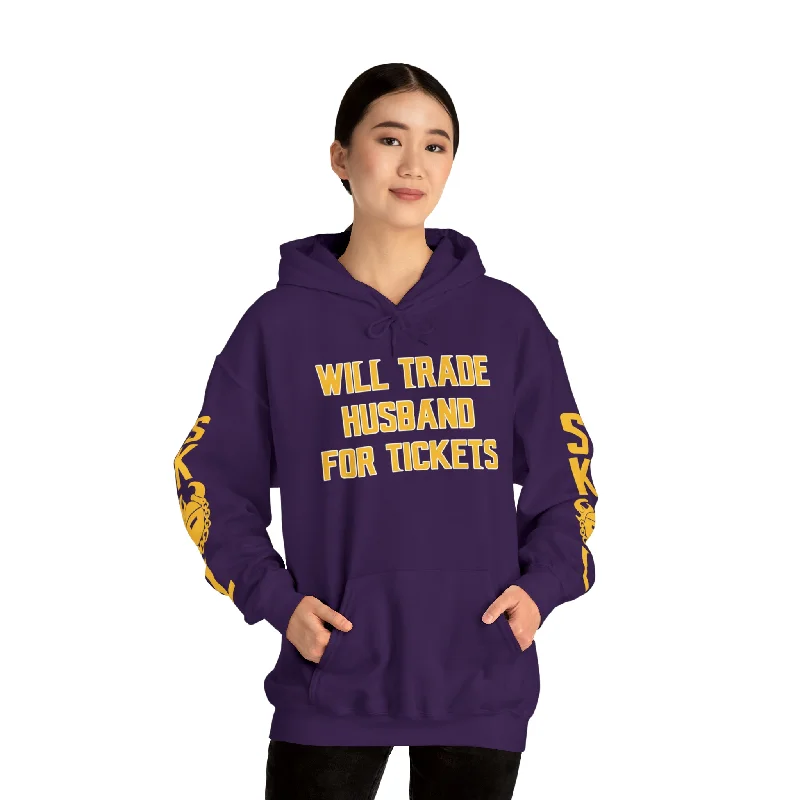 Unisex Heavy Blend™ Hooded Sweatshirt - Husband for Tickets + Original (Sleeves) Hoodie with Typography Text Message