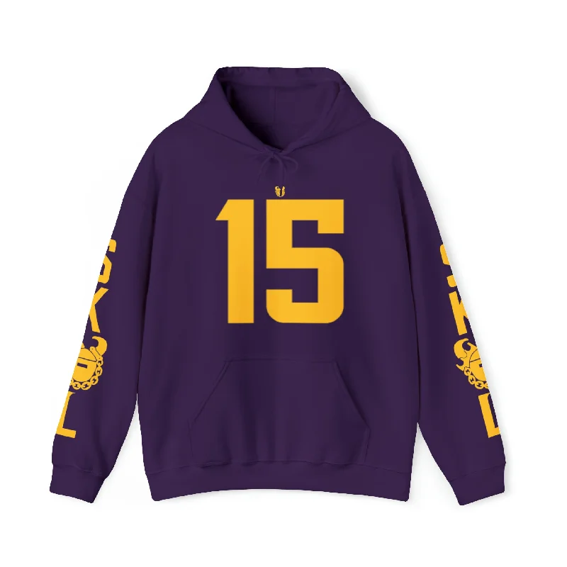 Unisex Heavy Blend™ Hooded Sweatshirt - Jersey #15 + Original (Sleeves) Hoodie with Hem Applique Textured Unique