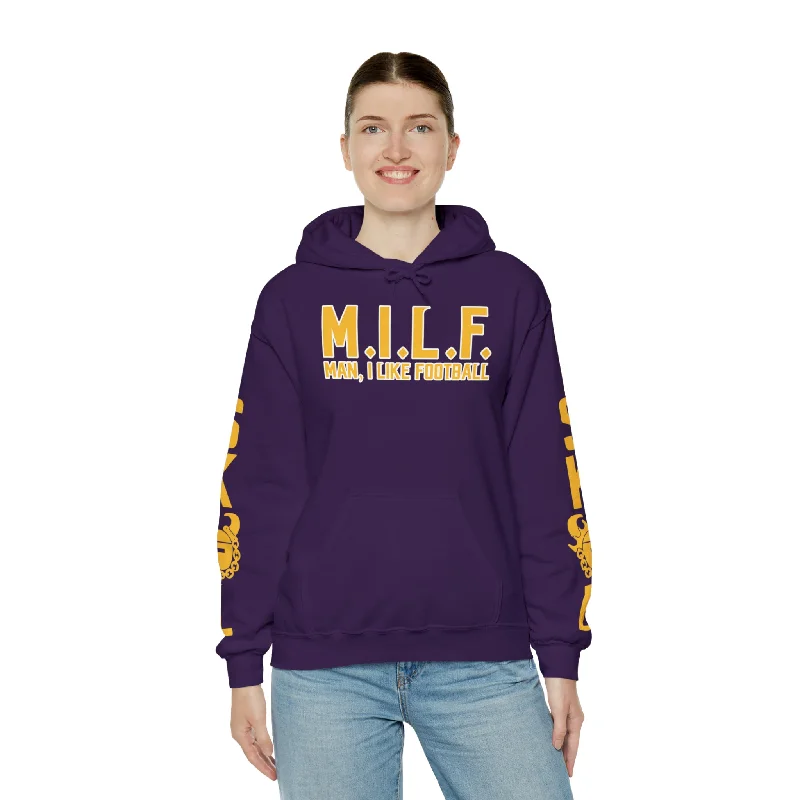 Unisex Heavy Blend™ Hooded Sweatshirt - M.I.L.F. + Original (Sleeves) Hoodie with Emblem Brand Identity