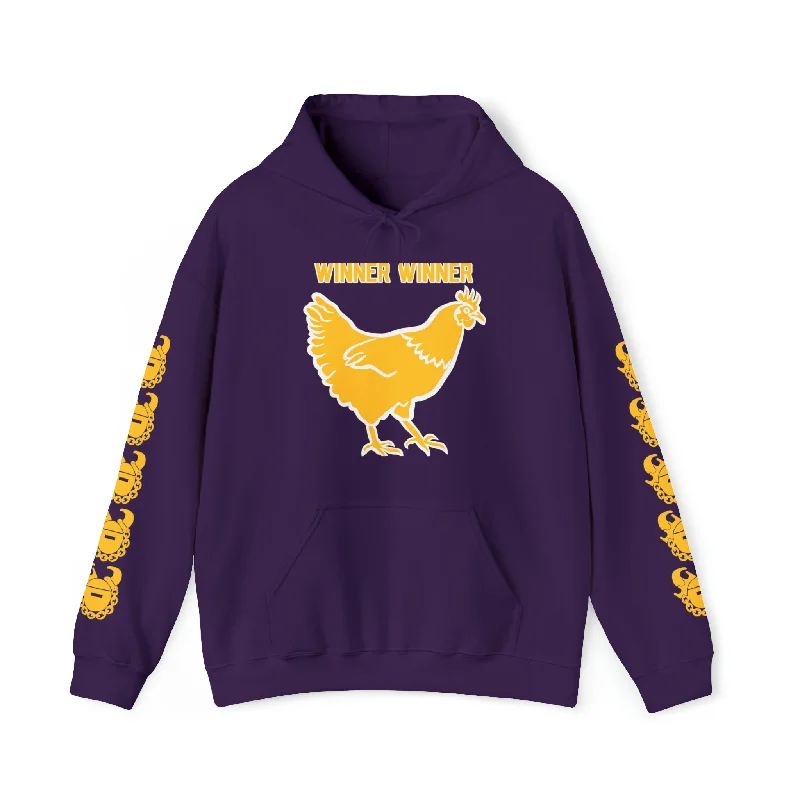 Unisex Heavy Blend™ Hooded Sweatshirt - Winner Winner Chicken Dinner + Game Day Helmet (Sleeves) Hoodie with Slim Fit Tailored Modern