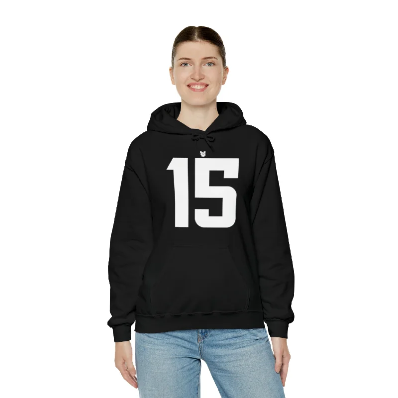 Unisex Heavy Blend™ Hoodie - Jersey #15 Hoodie with Distressed Vintage Worn