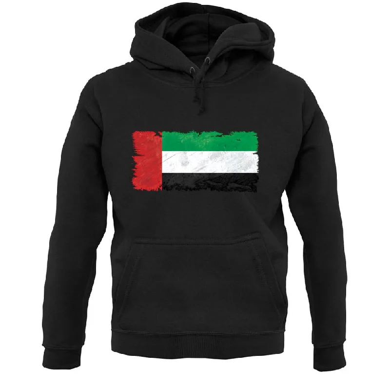 United Arab Emirates Grunge Style Flag Unisex Hoodie Hoodie with Drawcord Adjustable Secure