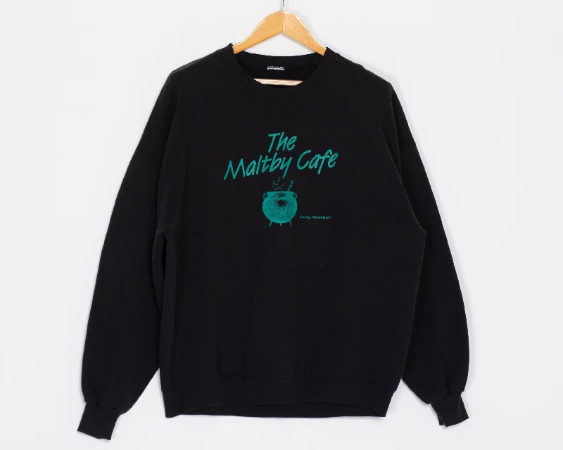 XL 90s Maltby Cafe Washington Sweatshirt Hoodie with Monochrome Minimalist Simple