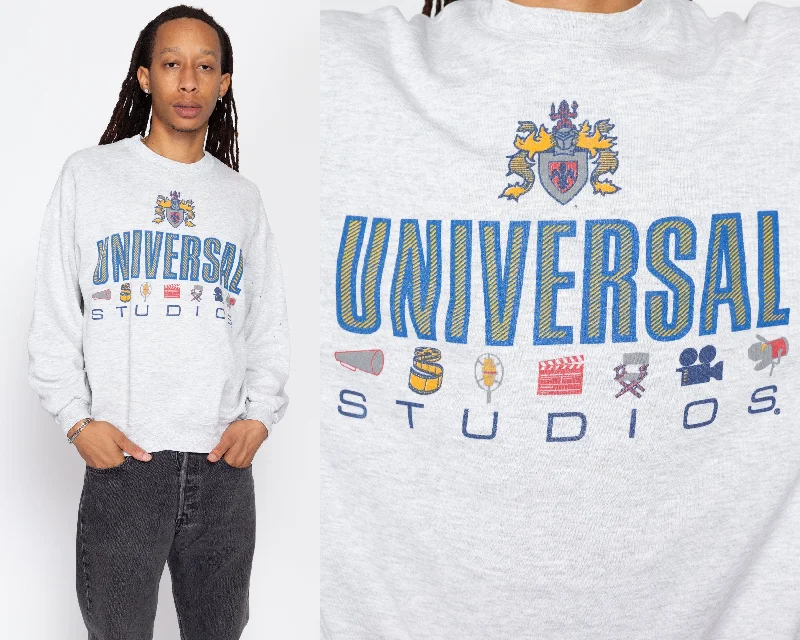 XL 90s Universal Studios Sweatshirt Hoodie with Sequins Glamorous Eye-catching