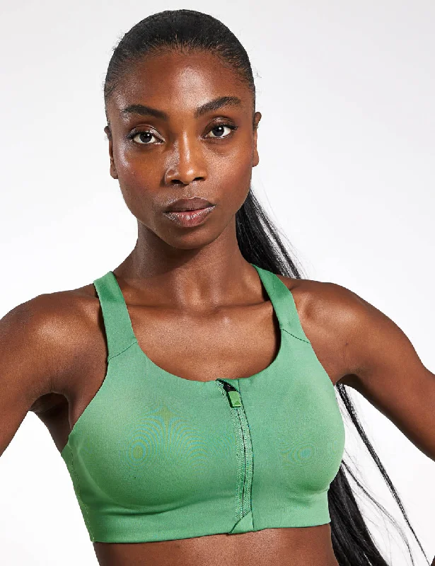 TLRD Impact Luxe High-Support Zip Bra - Preloved Green Soft Cup Bra