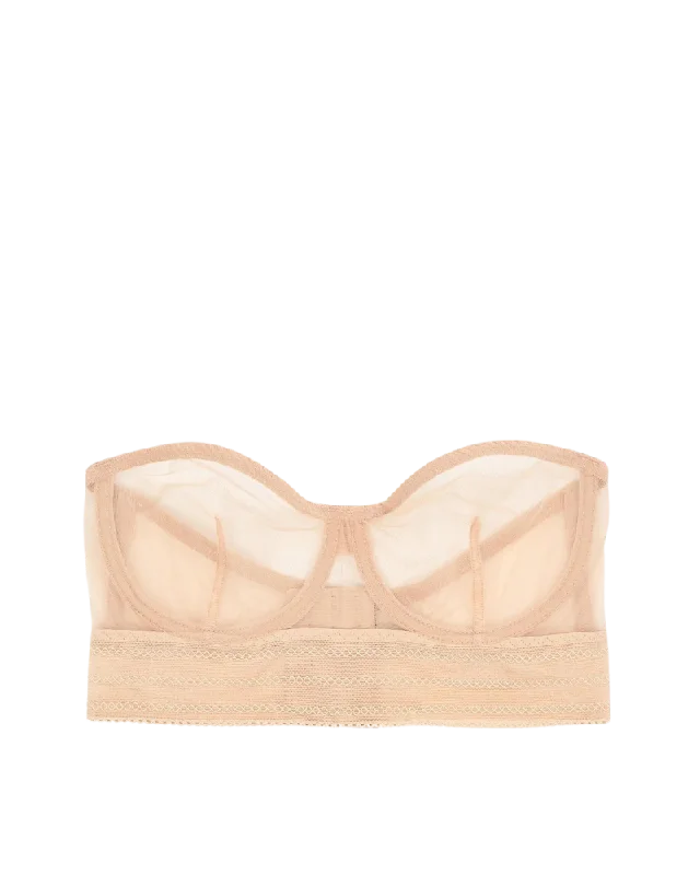 Bare Underwire Strapless Bra, Powder Feminine Lace Bra