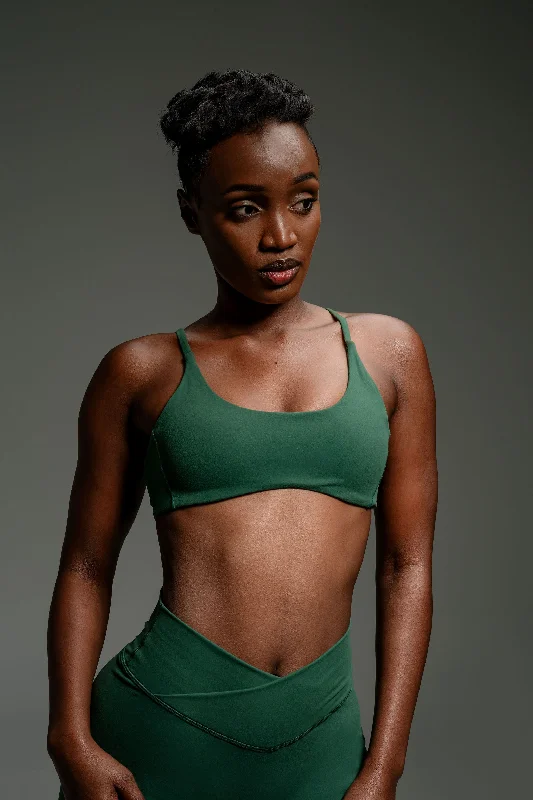 Charm Sports Bra - Dark Green Versatile Bralette Set