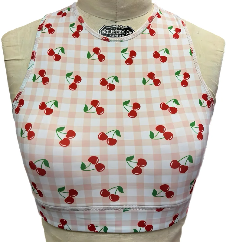 Cherry Gingham Crew Neck Bra Comfortable Bralette Style