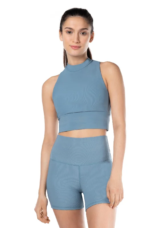 Griffintown Ribbed Mock Neck Bra Top Minimalist Wireless Bra