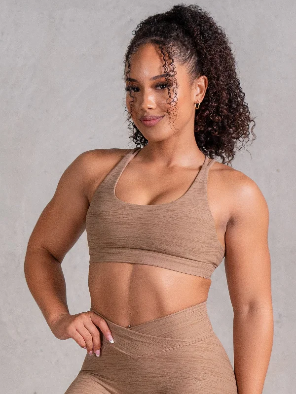 Icon Scoop Neck Sports Bra - Mocha Marl Push-Up Wireless Bra