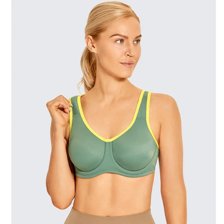 Keyla High Impact Double-layer Outer Underwire Sports Bra| C-G Cup| Aqua - Lotus Push-Up Padded Bra