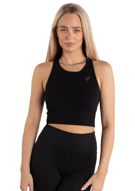 Long Line Sports Bra - Black Smooth Stretch Bra